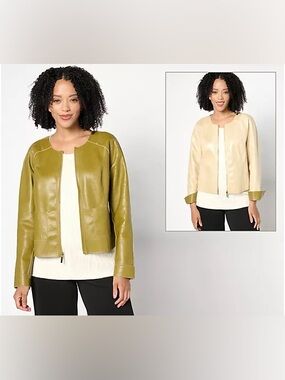 Attitudes by Renee Renee Reversible Faux Leather Jacker